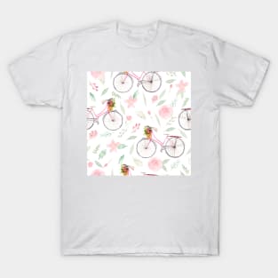 Whimiscal Bicycles | Watercolor | Rose pink T-Shirt